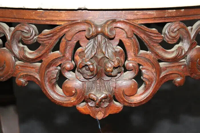 Elegant John Henry Belter Rosewood Carved Marble Table