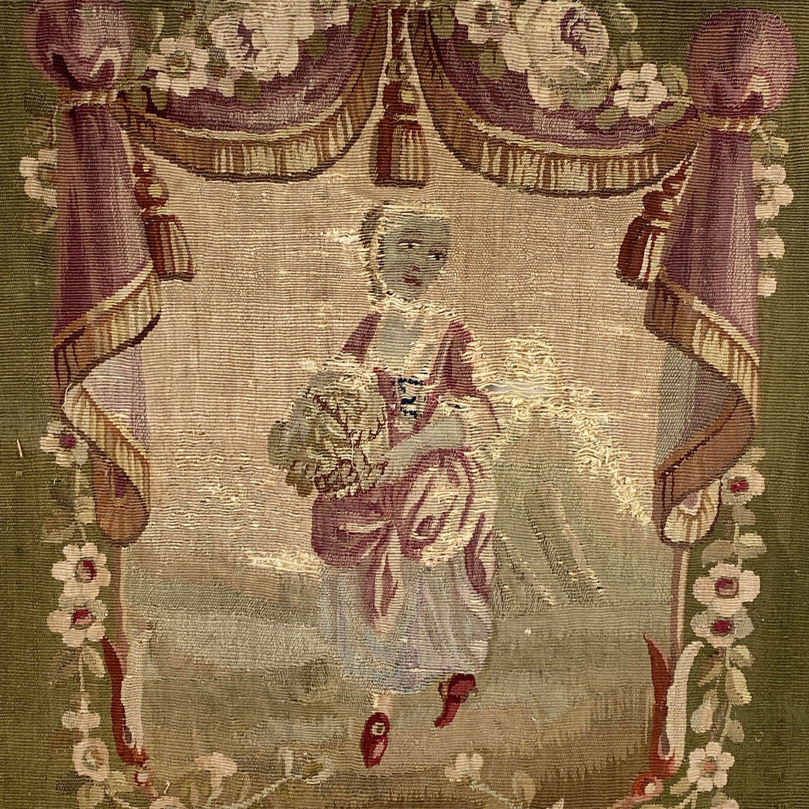 1700's Aubusson Chair Back Cover - Rare Find!
