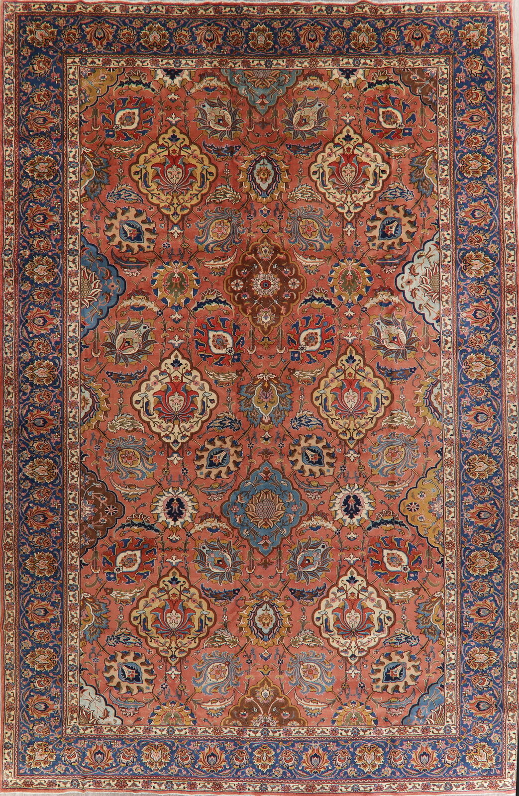Large Hand-Knotted Antique Tebriz Heydarzadeh Rug