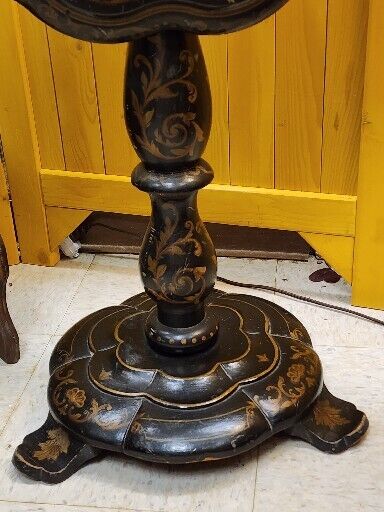 French Victorian pedestal accent Tilt Table with Pearl Inlay
