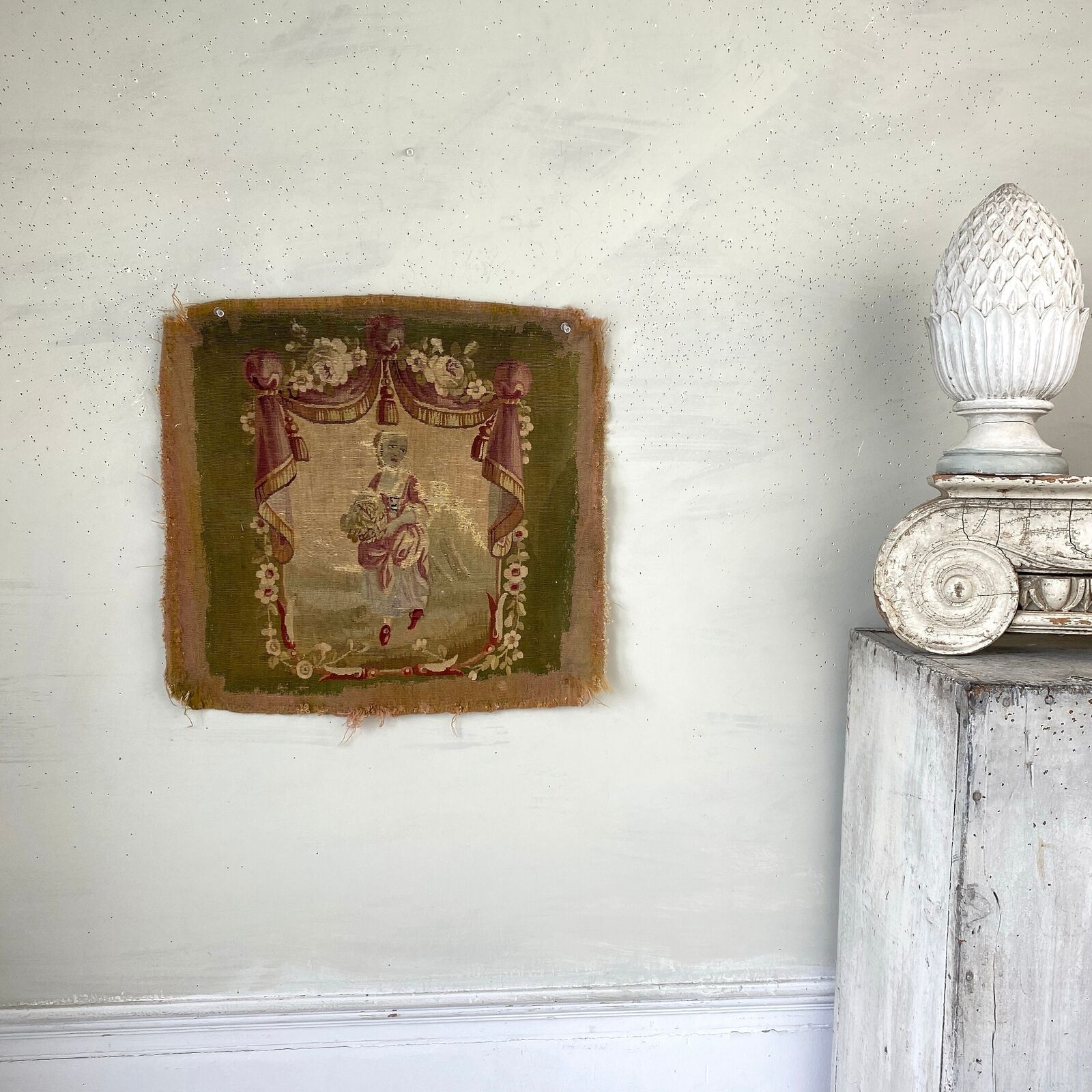 1700's Aubusson Chair Back Cover - Rare Find!