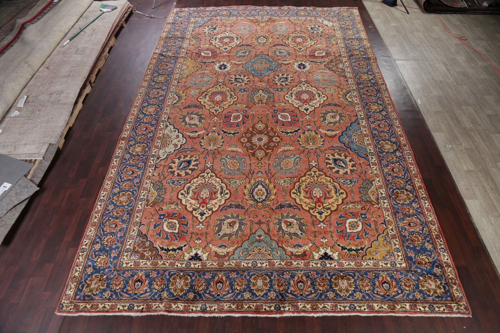 Large Hand-Knotted Antique Tebriz Heydarzadeh Rug