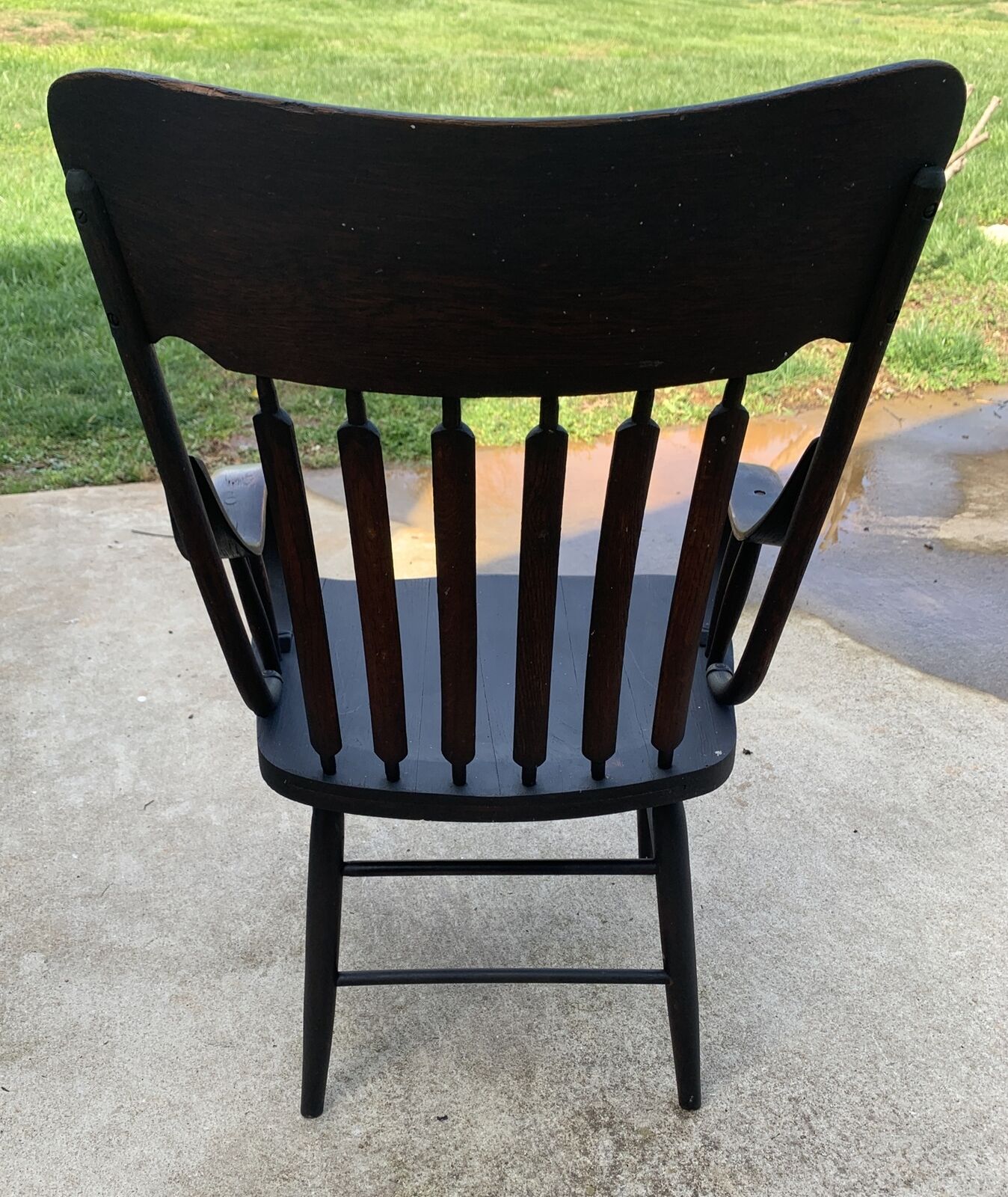 1900-20s Windsor Style Spindle High-Back Wood Armchair