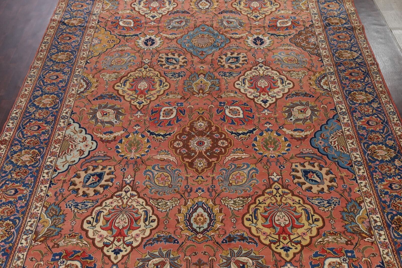 Large Hand-Knotted Antique Tebriz Heydarzadeh Rug