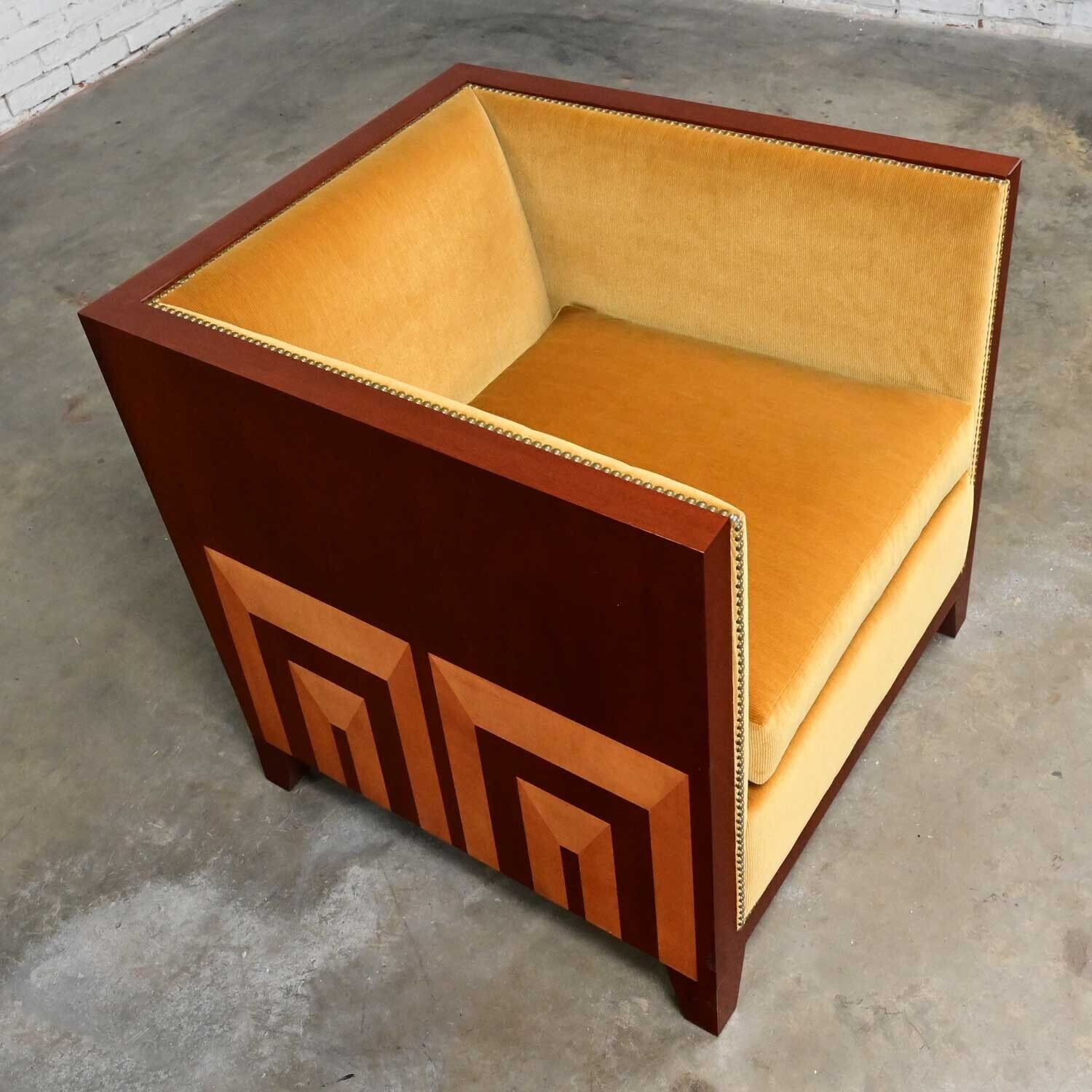 Art Deco Revival Mahogany Club Chair Custom Design