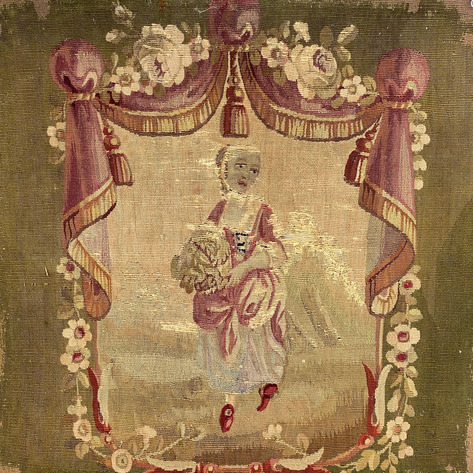 1700's Aubusson Chair Back Cover - Rare Find!