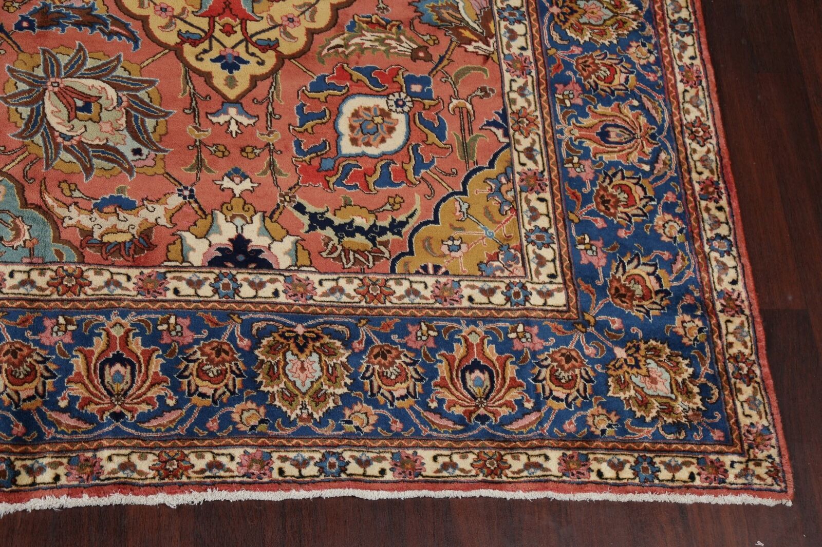 Large Hand-Knotted Antique Tebriz Heydarzadeh Rug