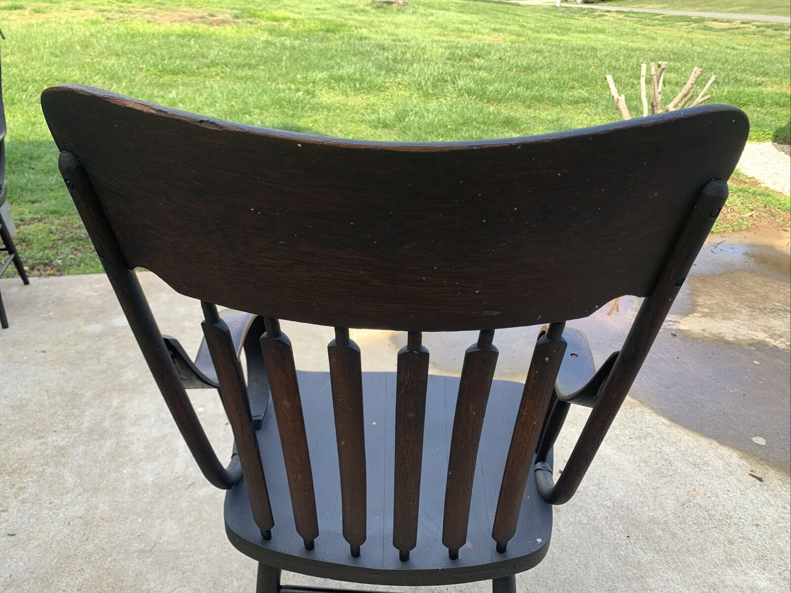 1900-20s Windsor Style Spindle High-Back Wood Armchair