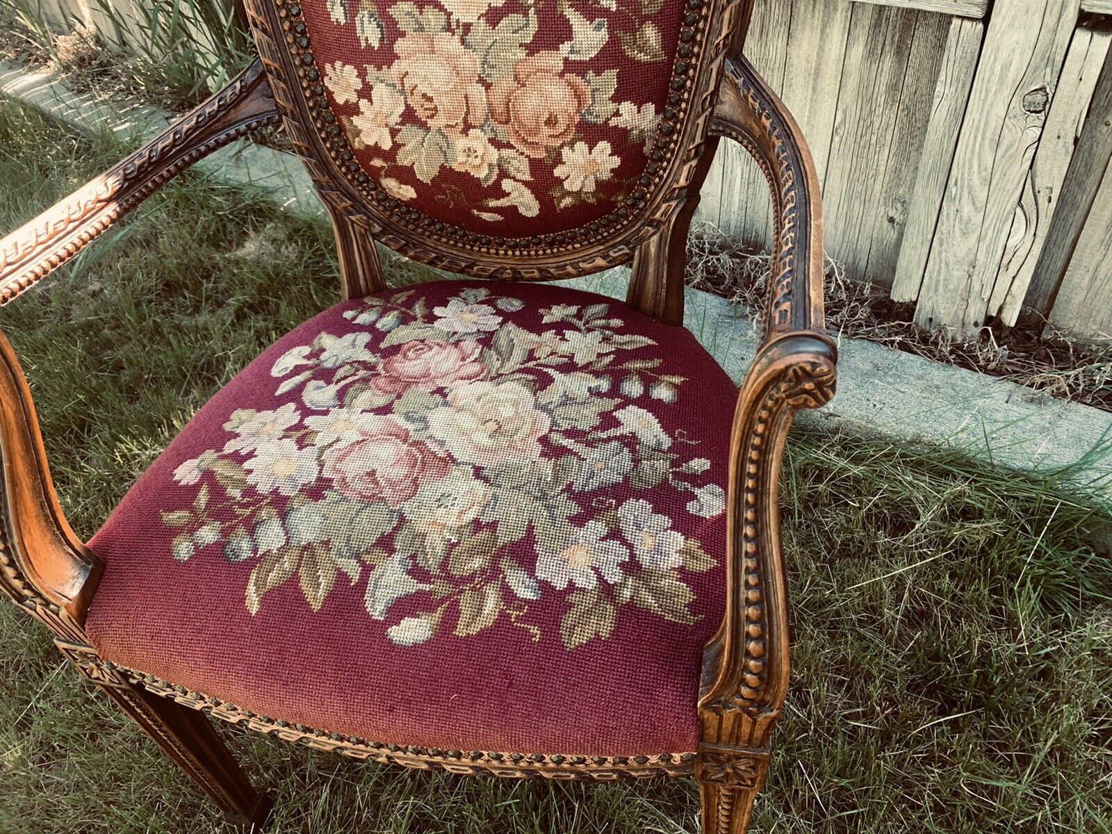 French Armchair with Tapestry Needlepoint from 1700s