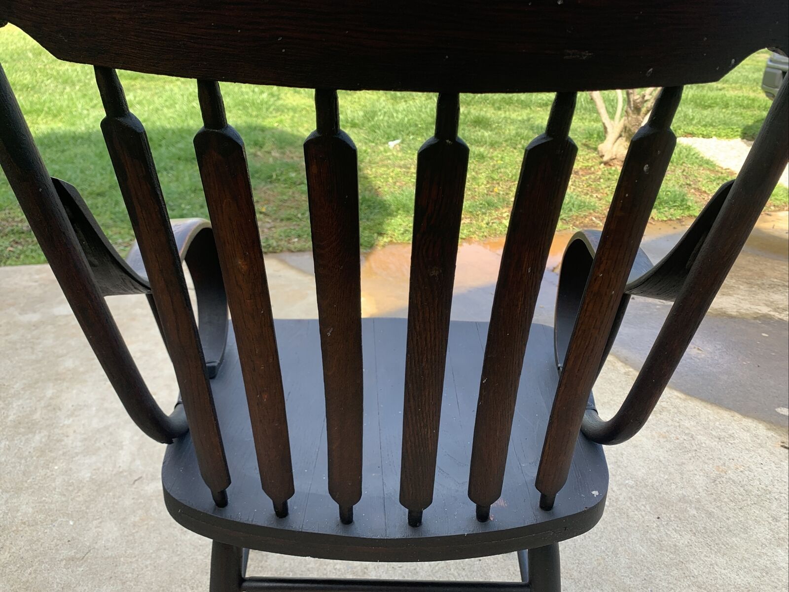 1900-20s Windsor Style Spindle High-Back Wood Armchair
