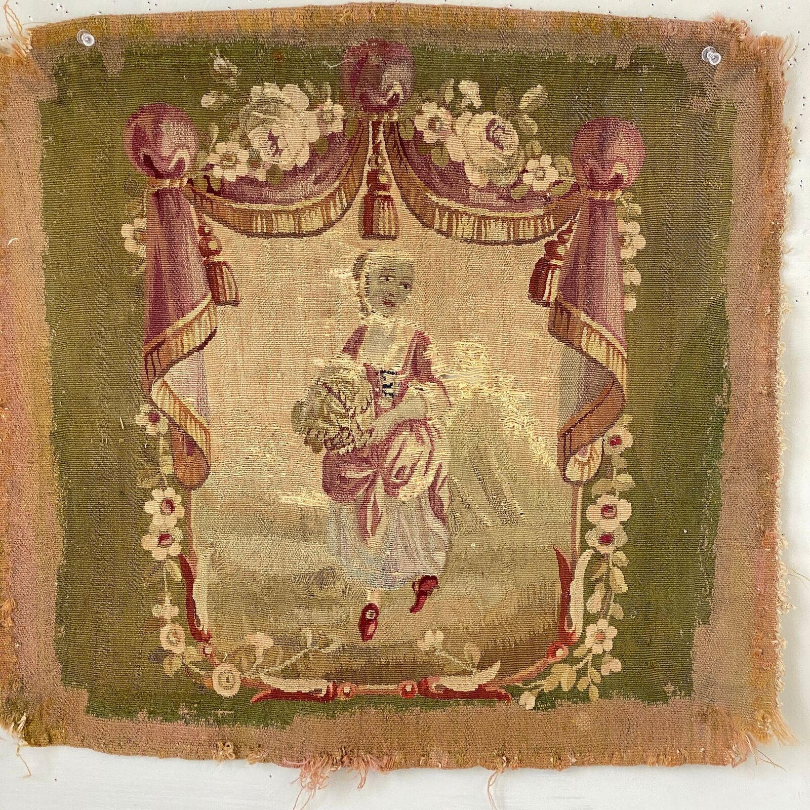 1700's Aubusson Chair Back Cover - Rare Find!