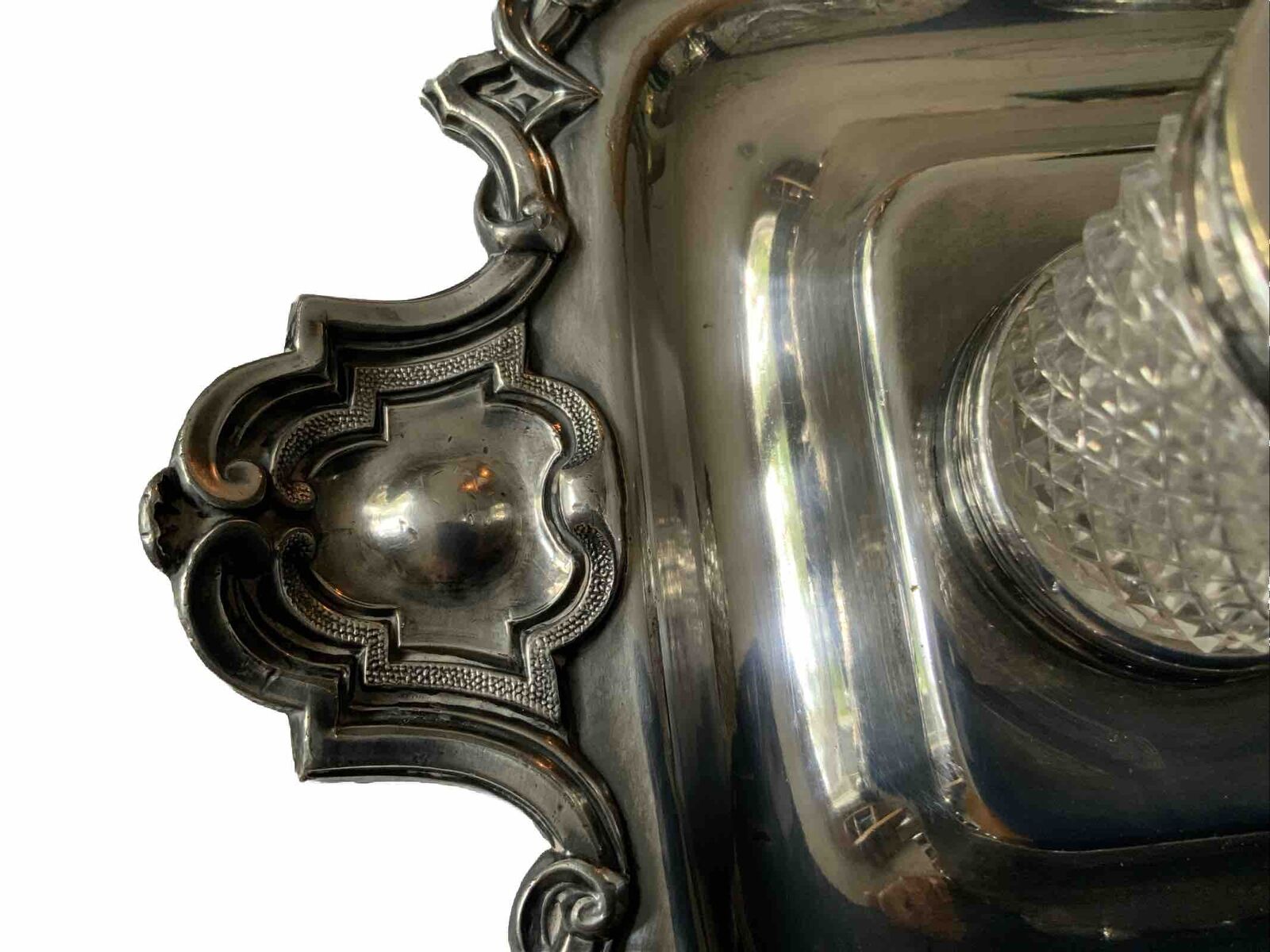 1800's Vintage Sheffield Silver Plated Scallop Standish