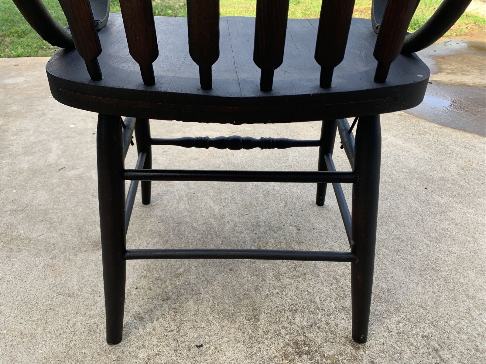 1900-20s Windsor Style Spindle High-Back Wood Armchair