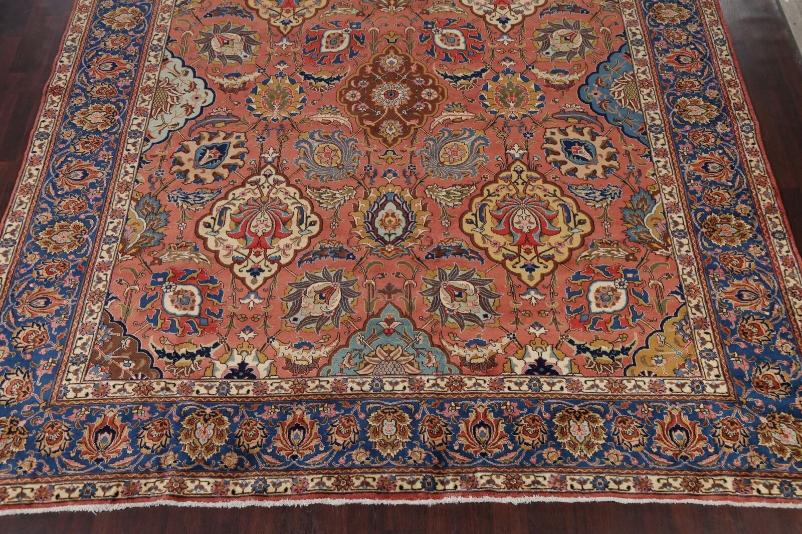Large Hand-Knotted Antique Tebriz Heydarzadeh Rug