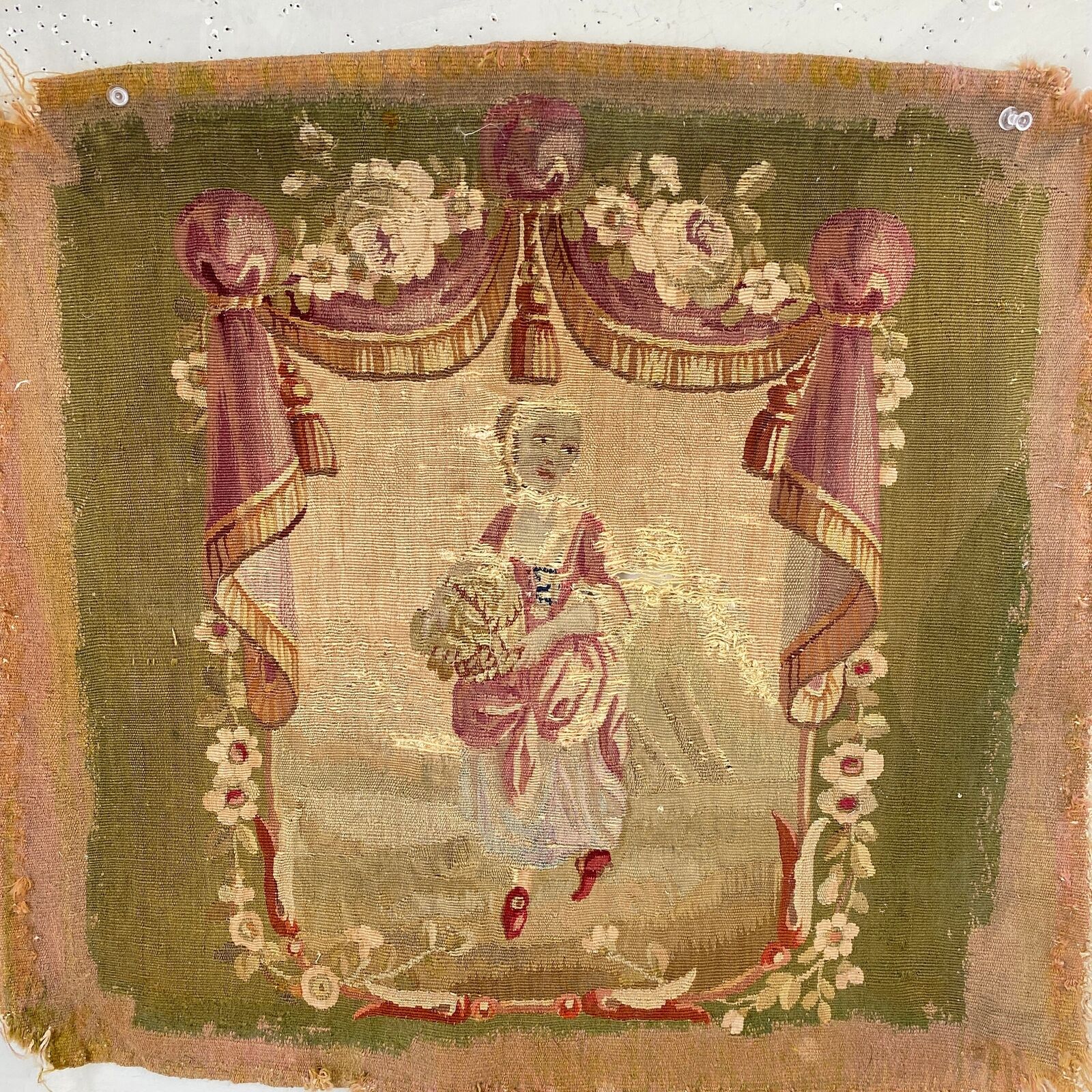 1700's Aubusson Chair Back Cover - Rare Find!