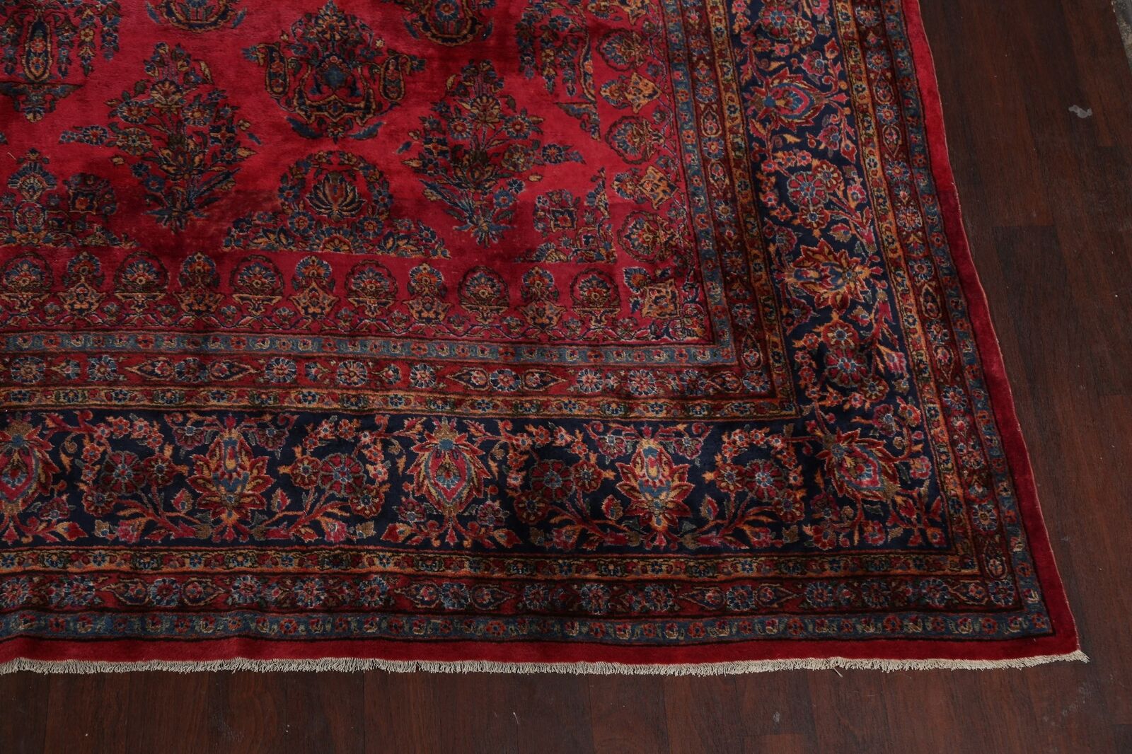 Floral Vegetable Dye Rug: Oversize Handmade Antique 12x20