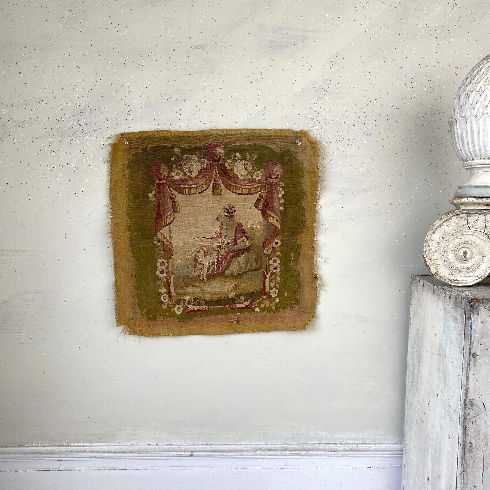 18th Century Antique Aubusson Chair Back Cover Frame