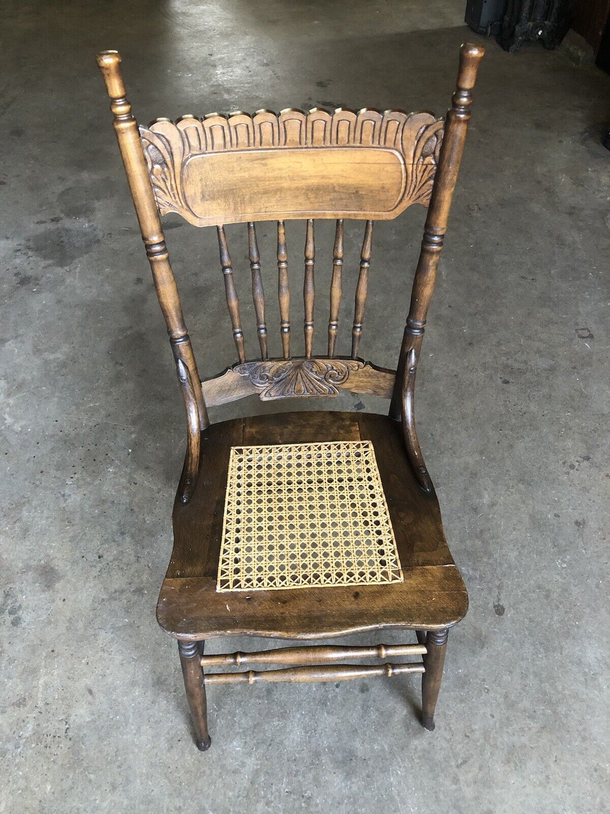 Antique American Press Back Oak Dining Chair - Stunning