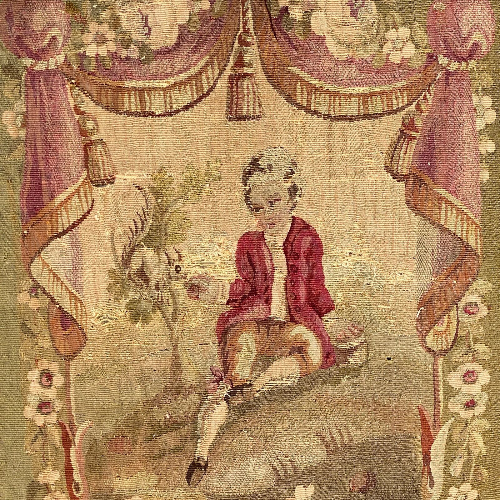 18th Century Aubusson Chair Back Cover for Framing