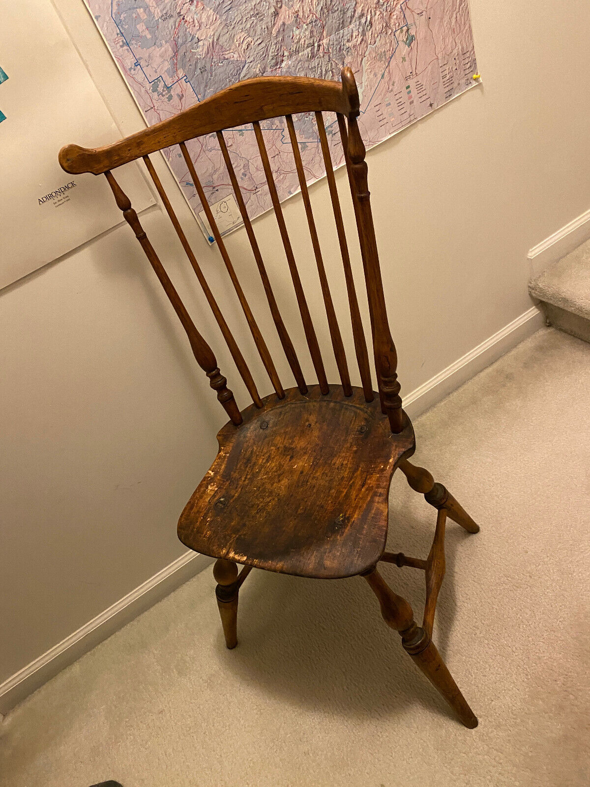 18th Century Antique Wooden Chair with Turned Legs