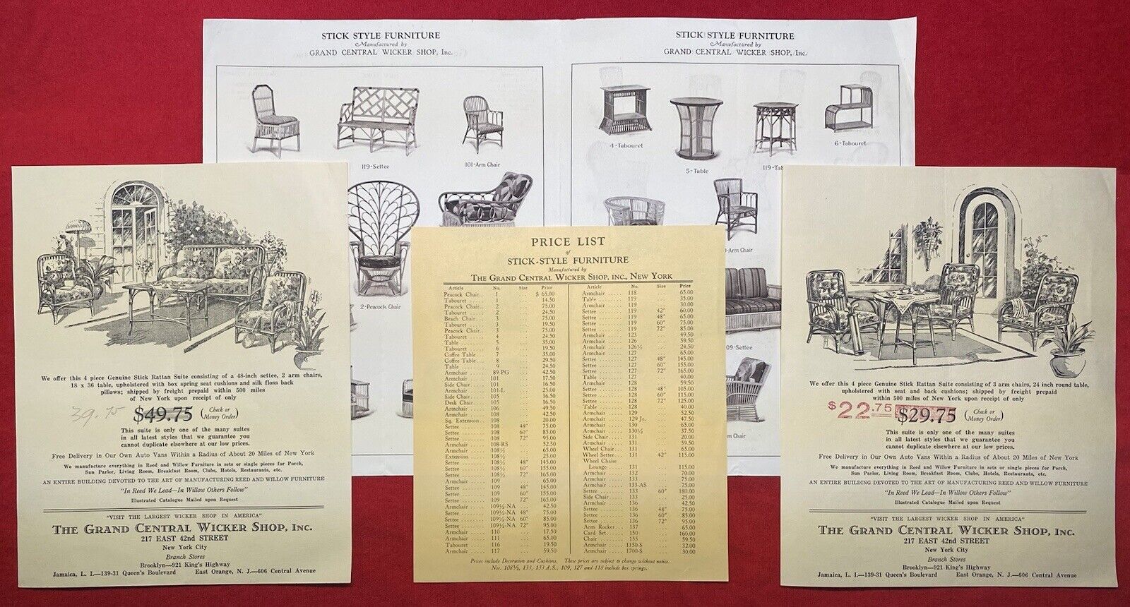 Antique 1920-1930 Grand Central Wicker Shop Promotional Set