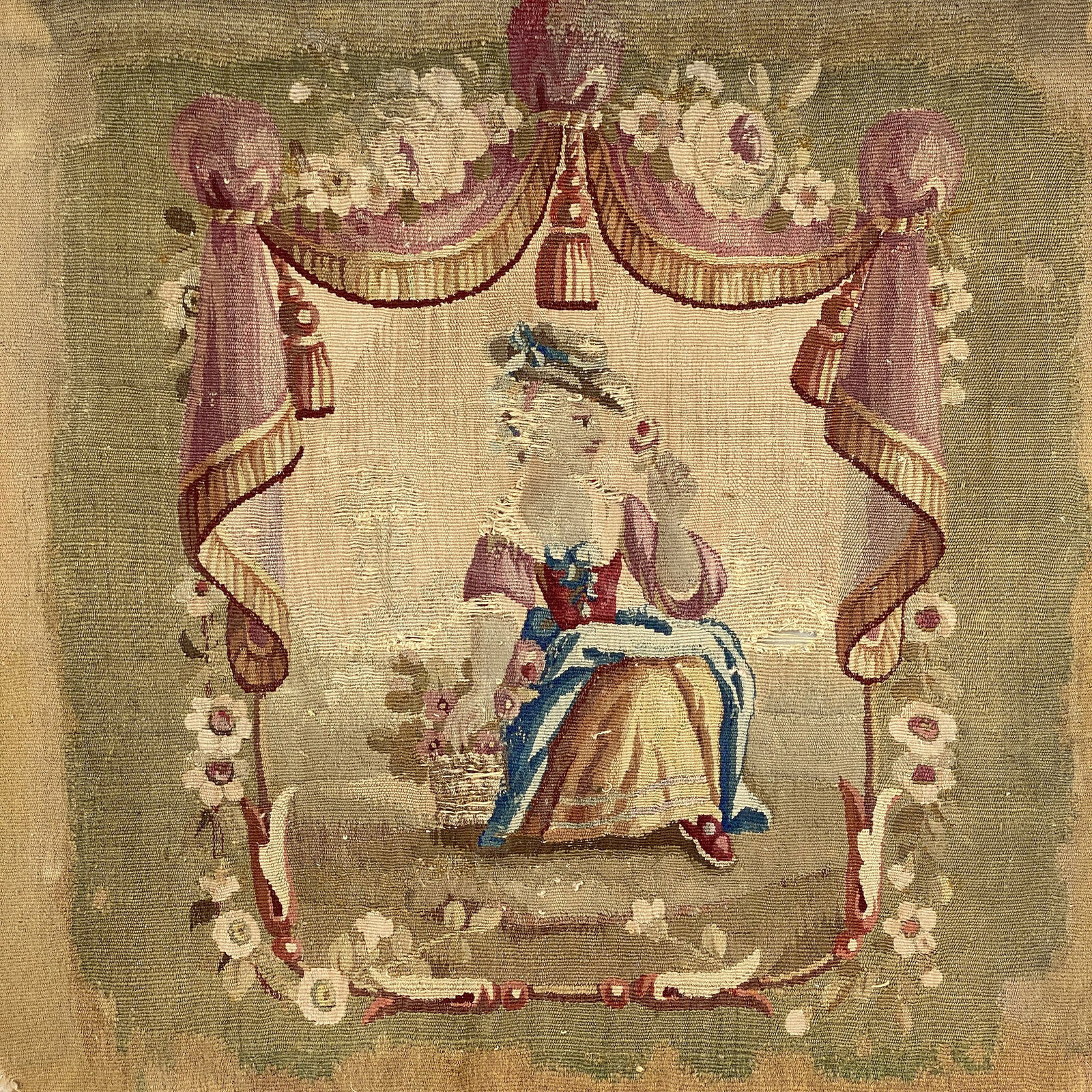 Rare 18th Century Aubusson Chair Back Cover Art