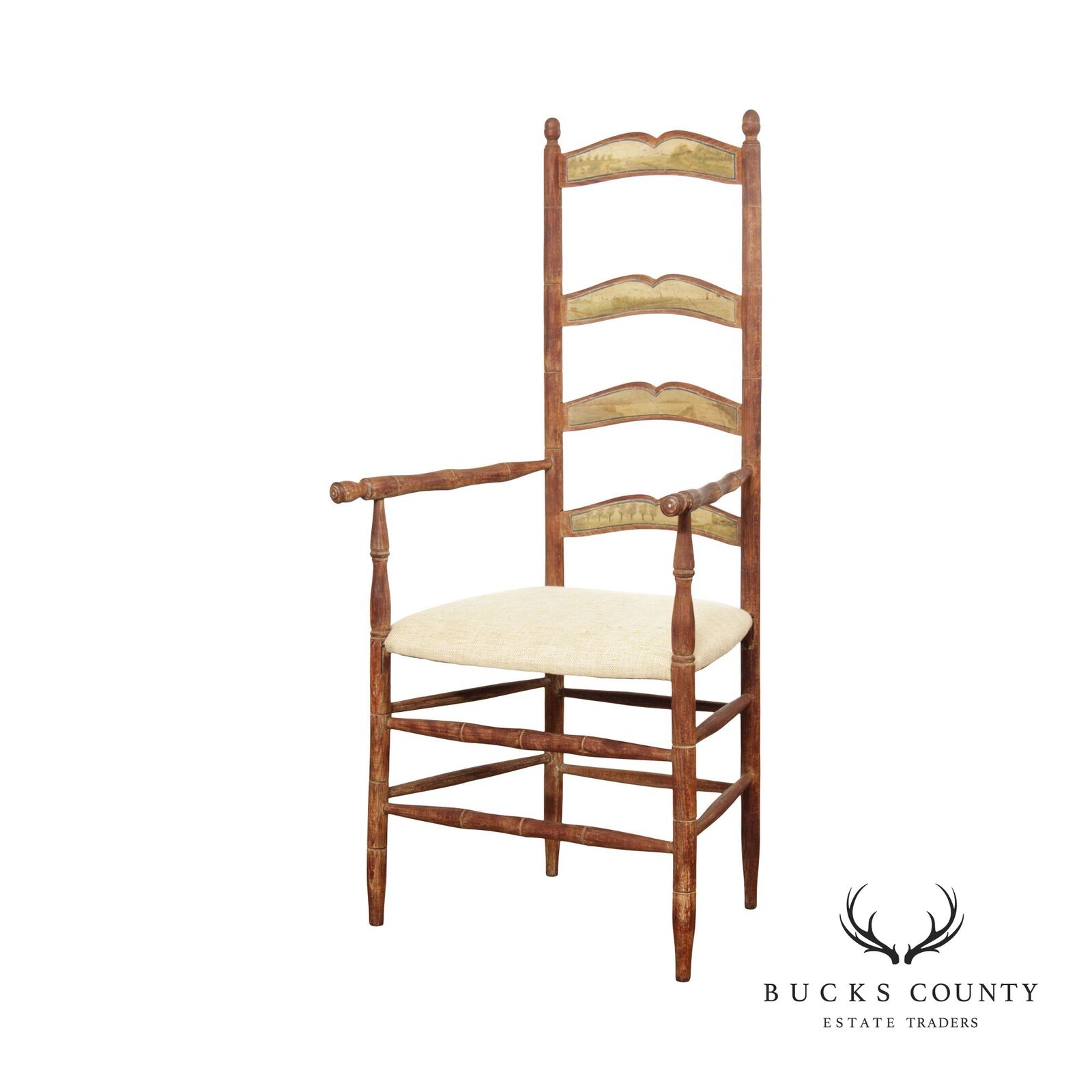 18th Century Swedish Country Painted Ladderback Armchair