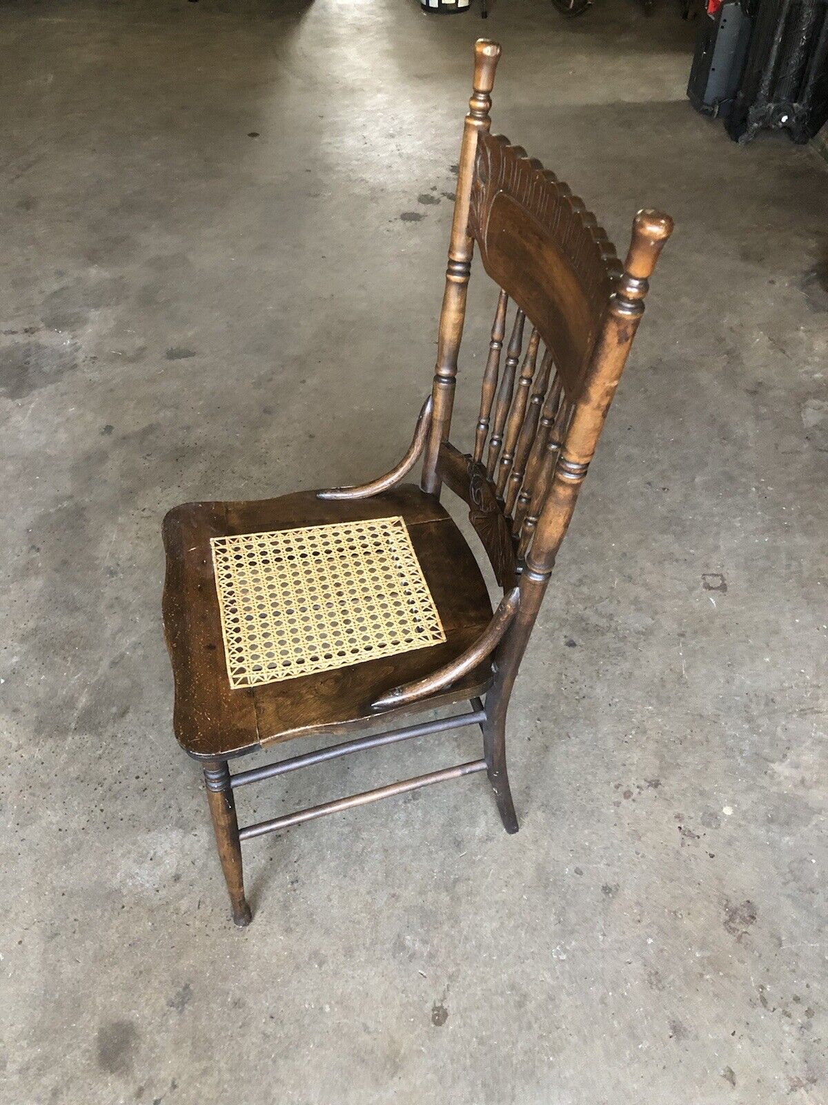 Antique American Press Back Oak Dining Chair - Stunning