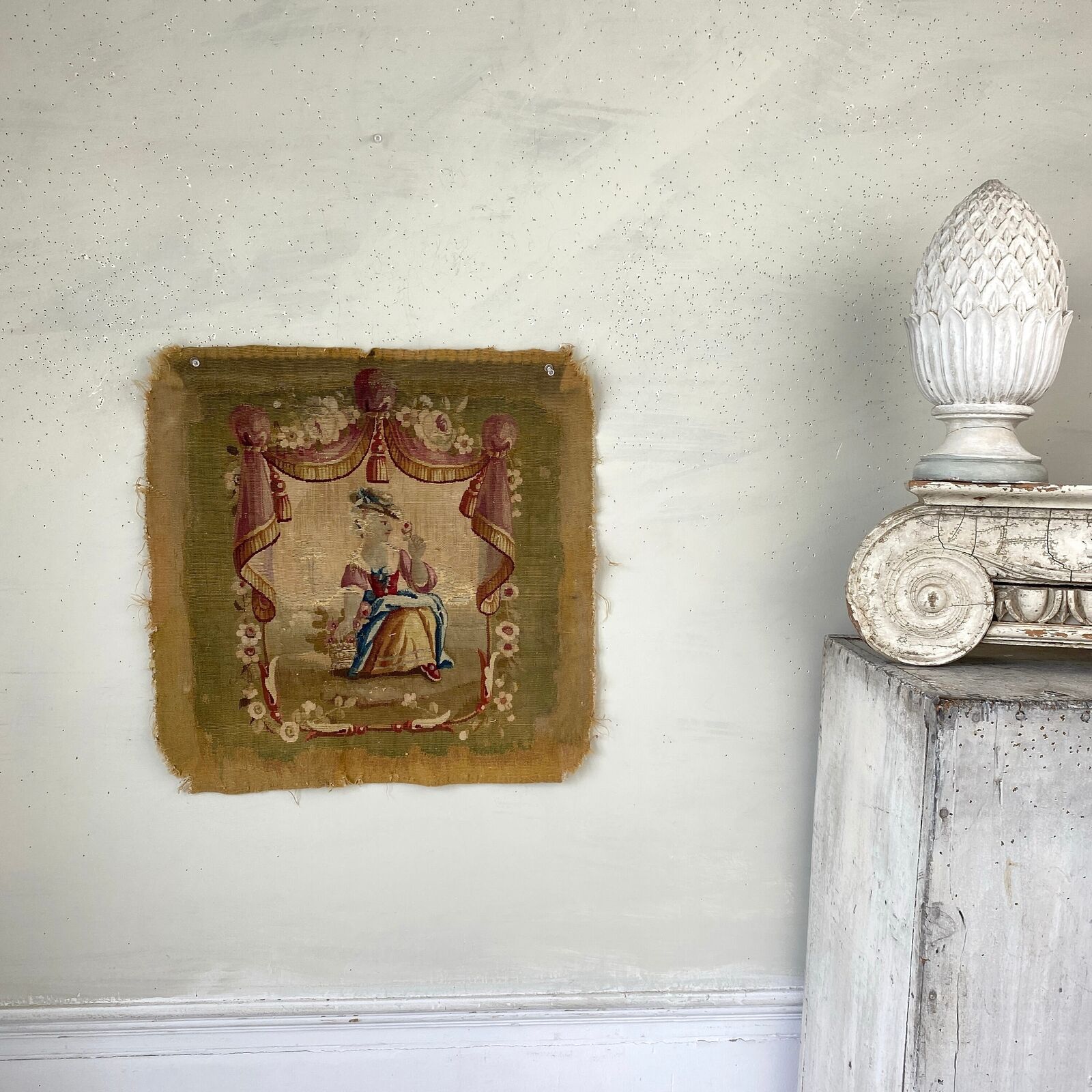 Rare 18th Century Aubusson Chair Back Cover Art