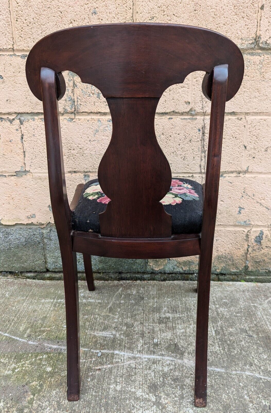 Vintage Victorian Wooden Side Chair with Floral Fabric