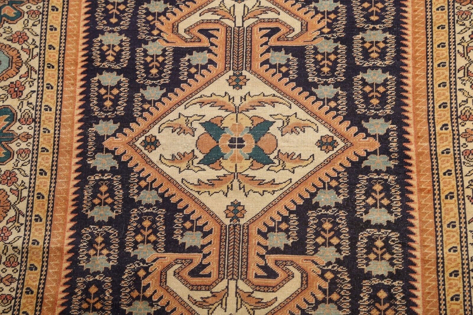 Antique Geometric Navy/Rust Sultanabad Area Rug 4x5 ft