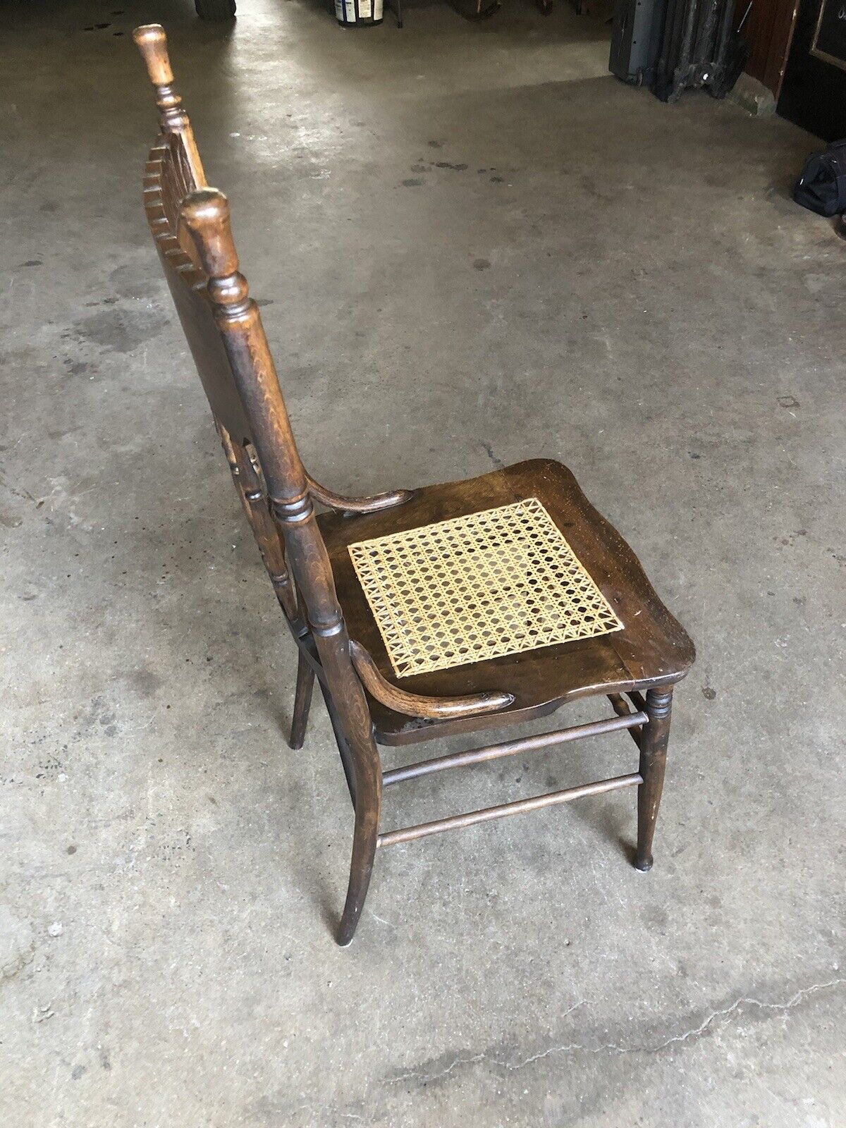 Antique American Press Back Oak Dining Chair - Stunning