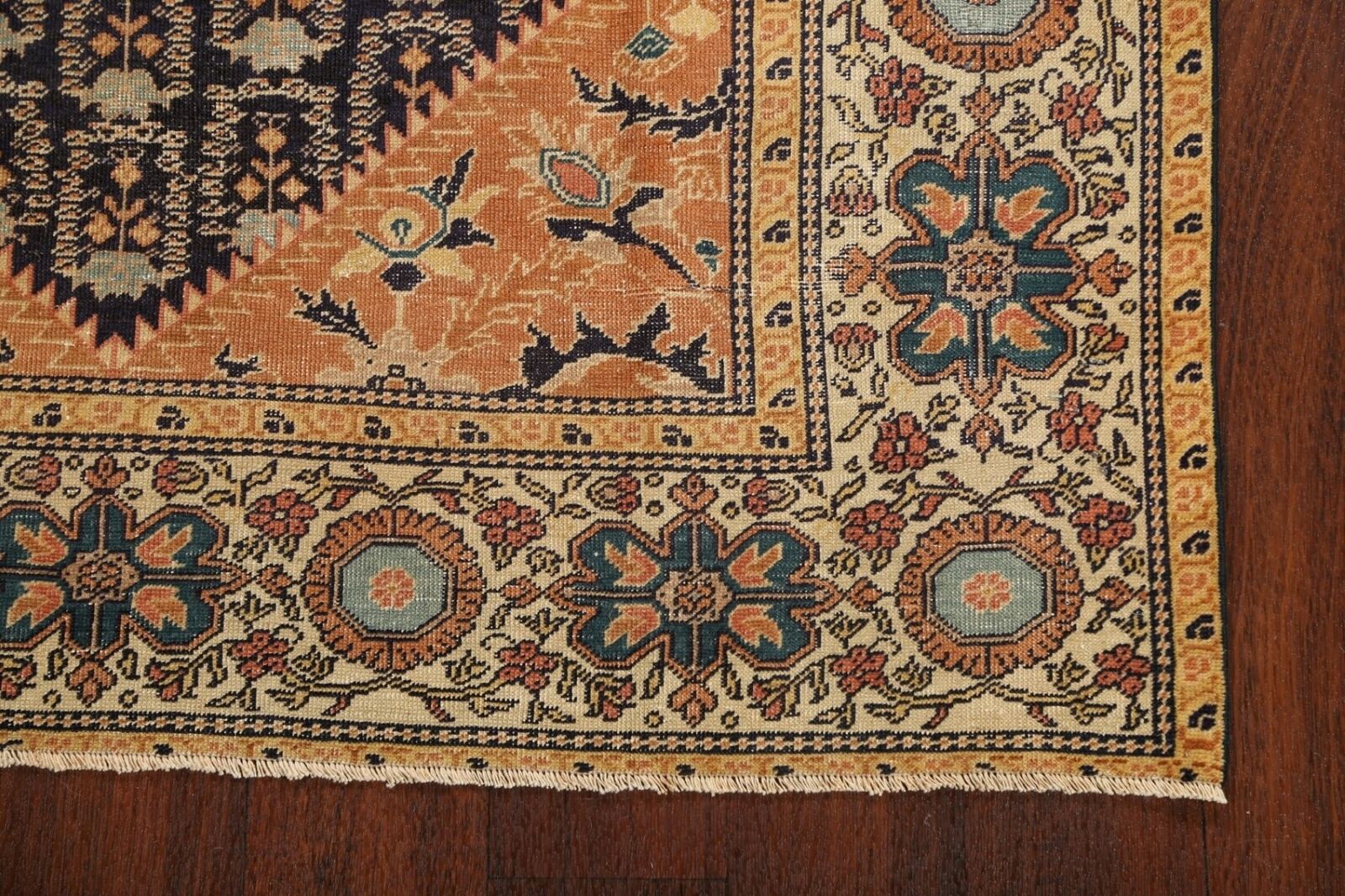 Antique Geometric Navy/Rust Sultanabad Area Rug 4x5 ft