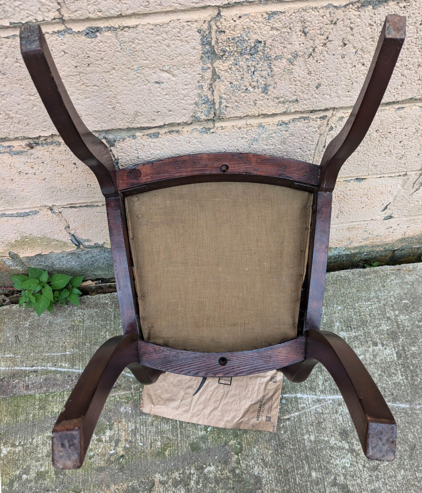 Vintage Victorian Wooden Side Chair with Floral Fabric
