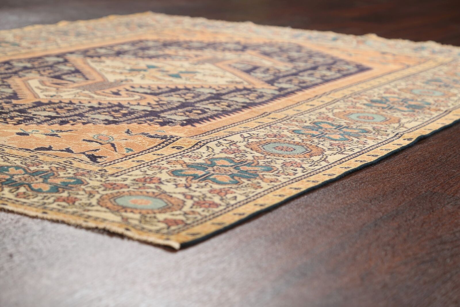 Antique Geometric Navy/Rust Sultanabad Area Rug 4x5 ft