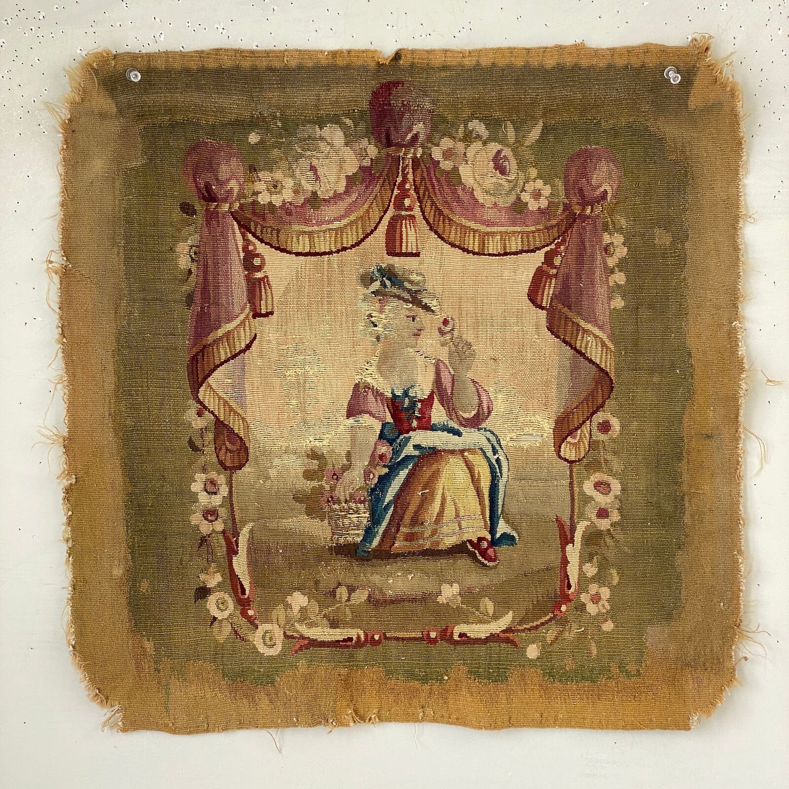Rare 18th Century Aubusson Chair Back Cover Art