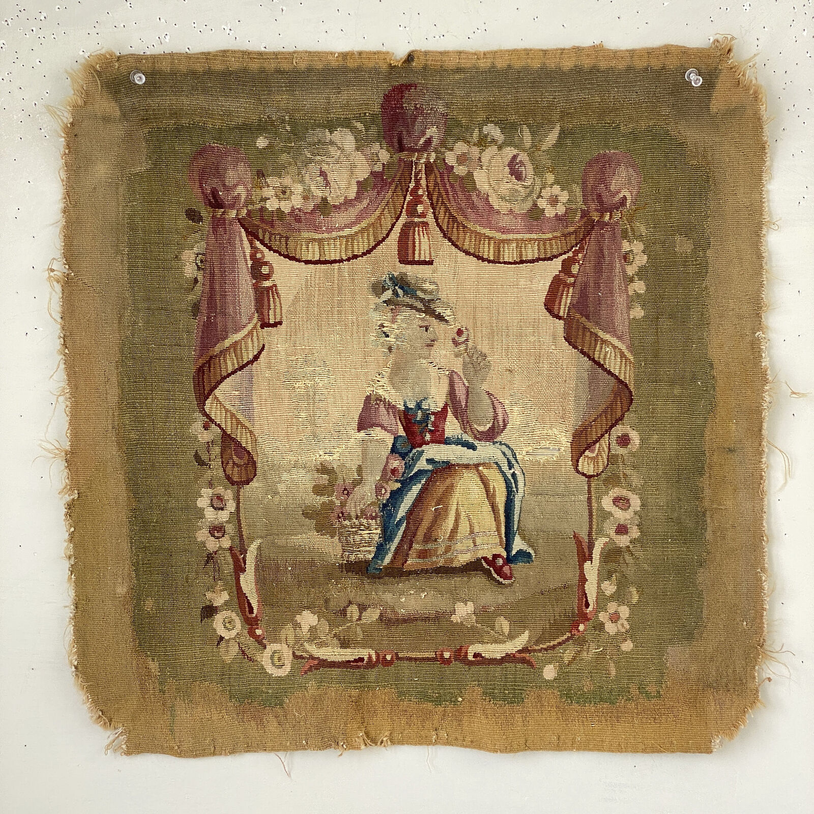 Rare 18th Century Aubusson Chair Back Cover Art