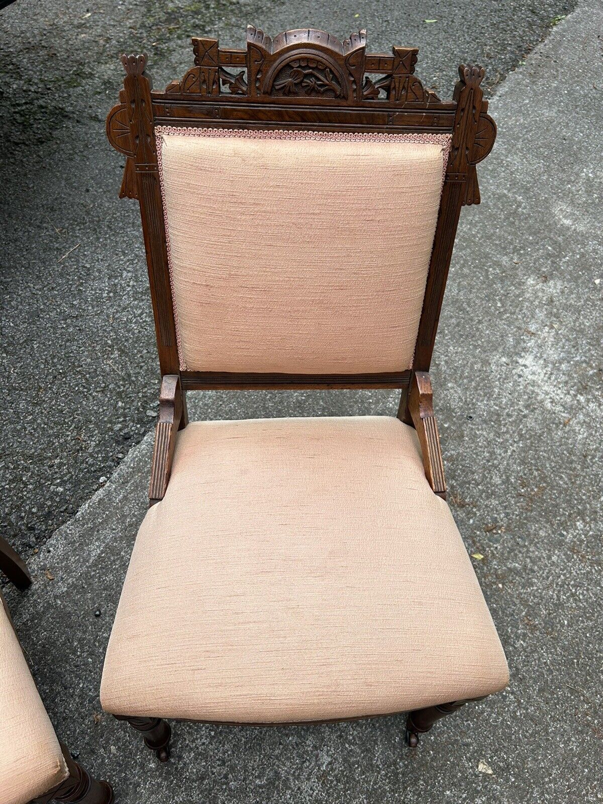 Victorian Eastlake Walnut Parlor Side Chairs Pair