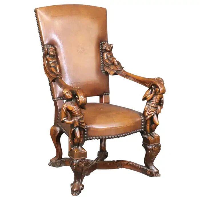 Andrea Brustolon Style Figural Armchair by Theodore Alexander