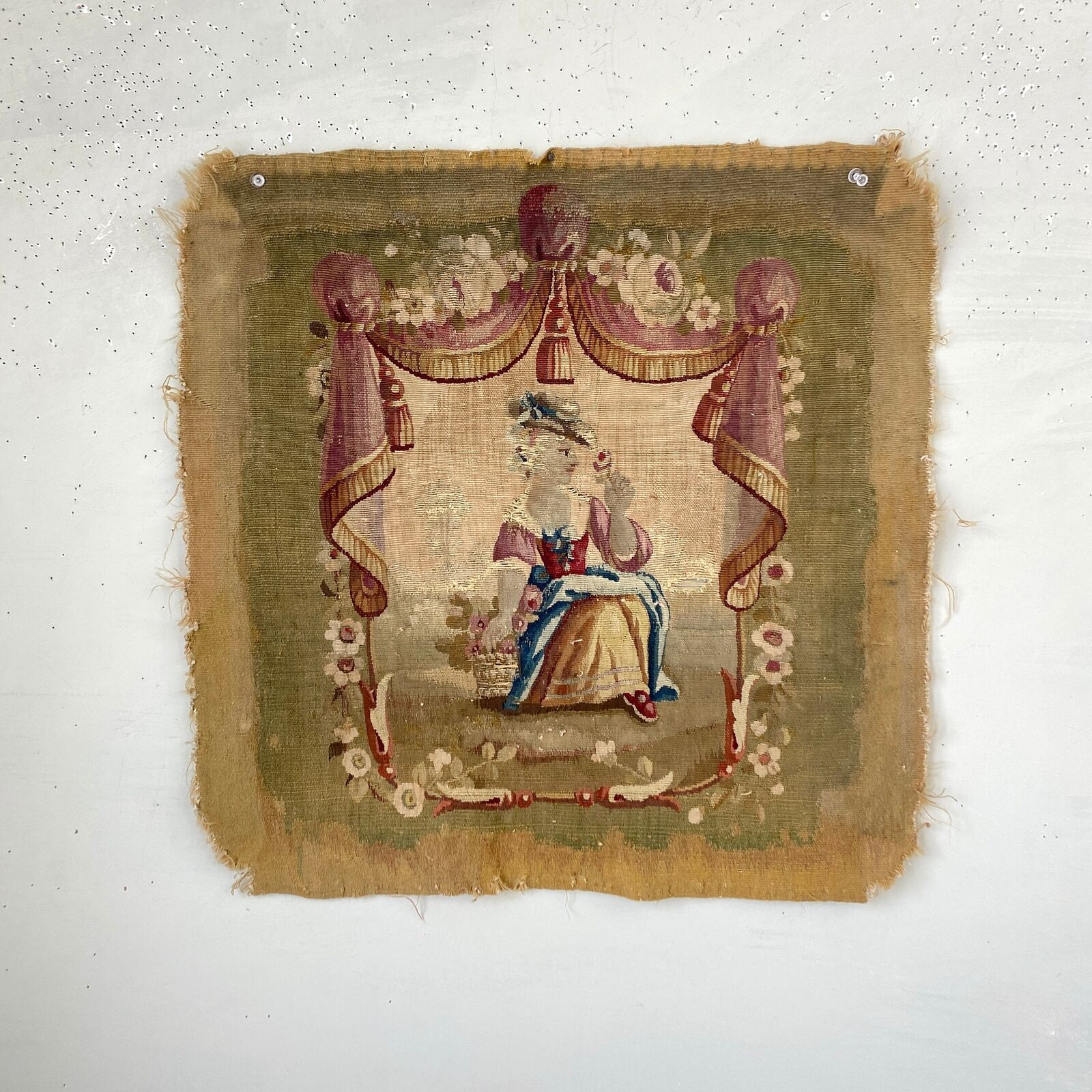 Rare 18th Century Aubusson Chair Back Cover Art