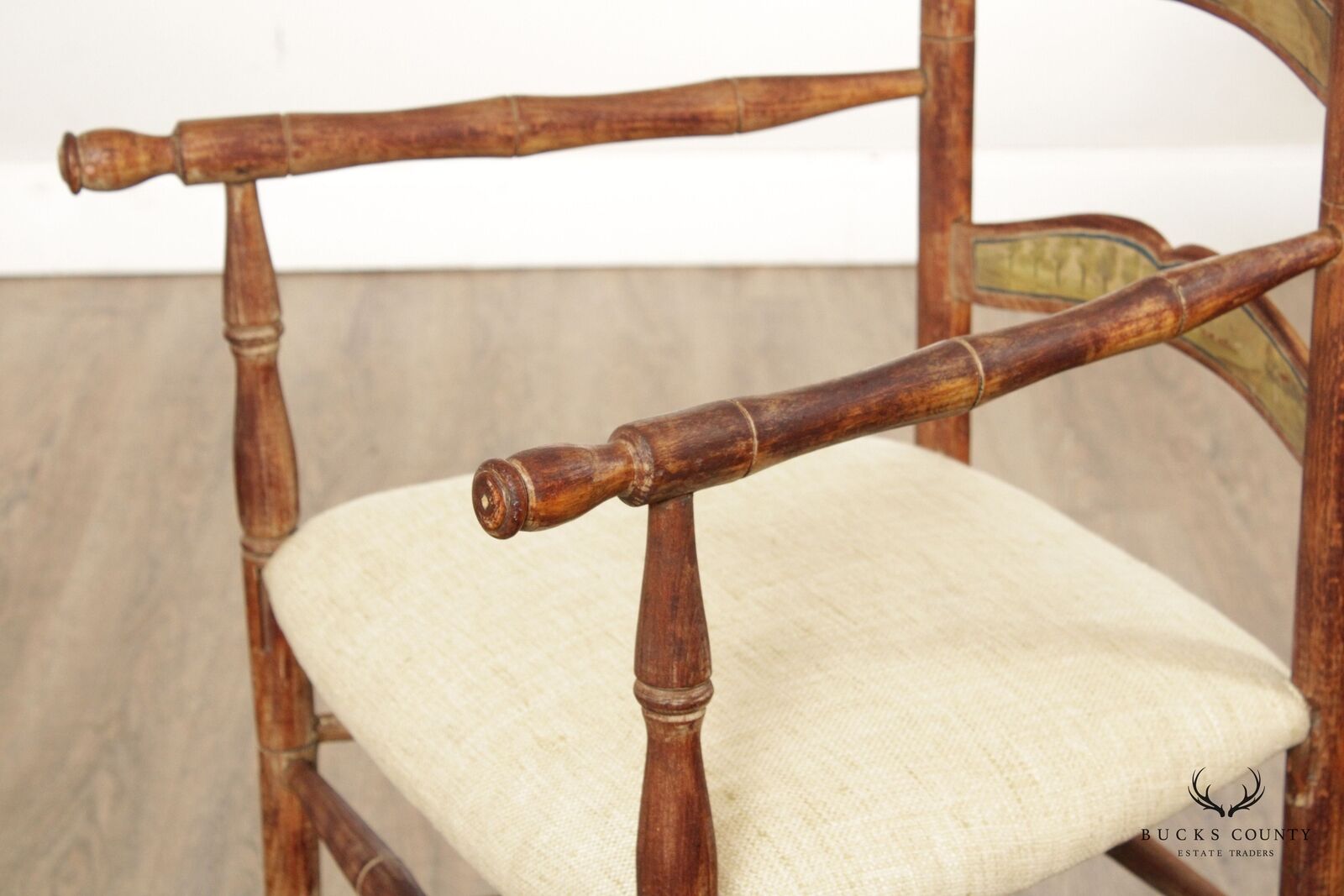 18th Century Swedish Country Painted Ladderback Armchair