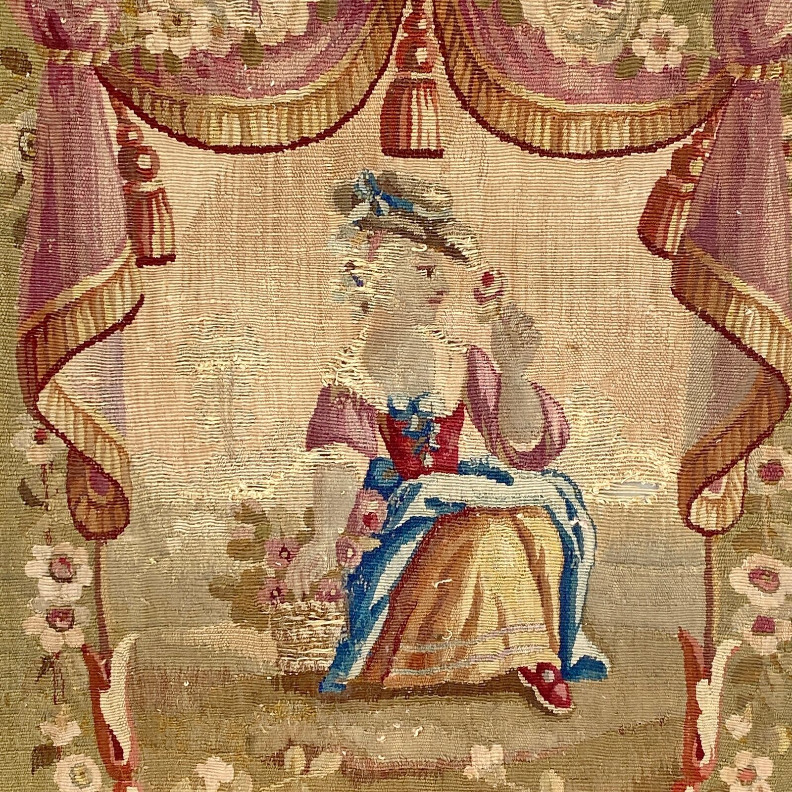 Rare 18th Century Aubusson Chair Back Cover Art