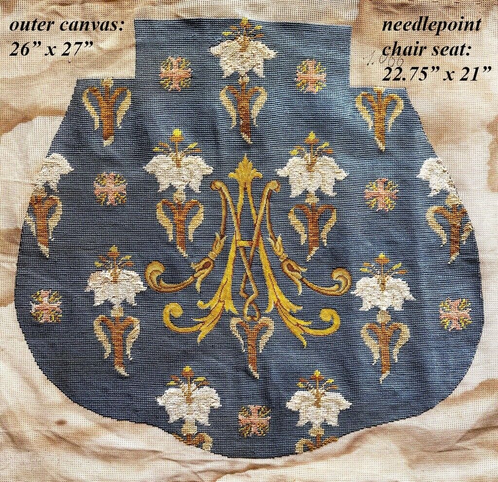 French Silk Needlepoint Panels for Antique Prie Dieus Chair