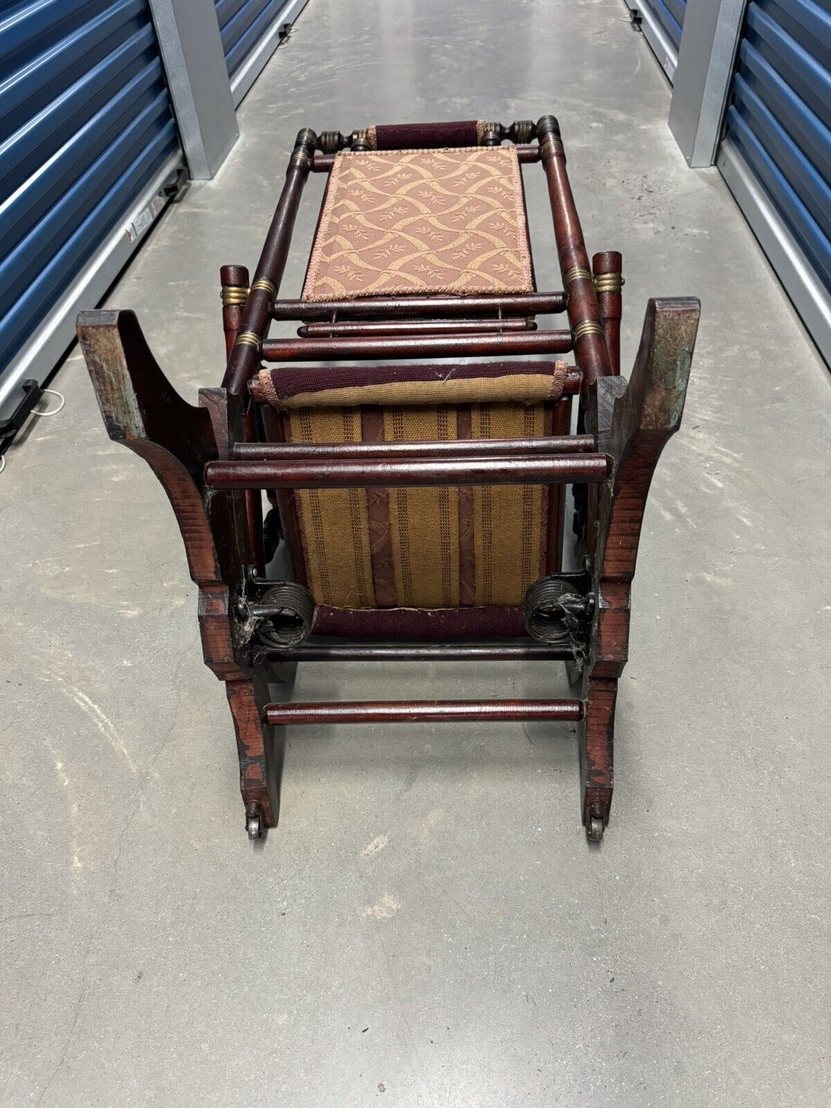Victorian Leather Platform Carpet Rocking Chair - Antique Vintage