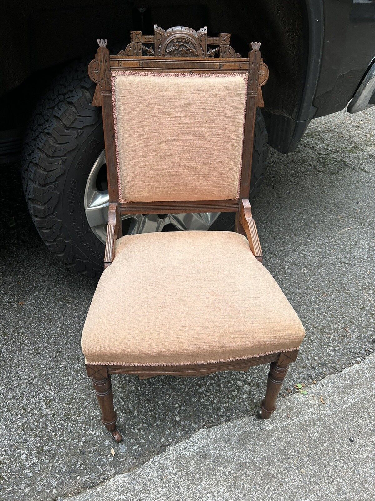 Victorian Eastlake Walnut Parlor Side Chairs Pair