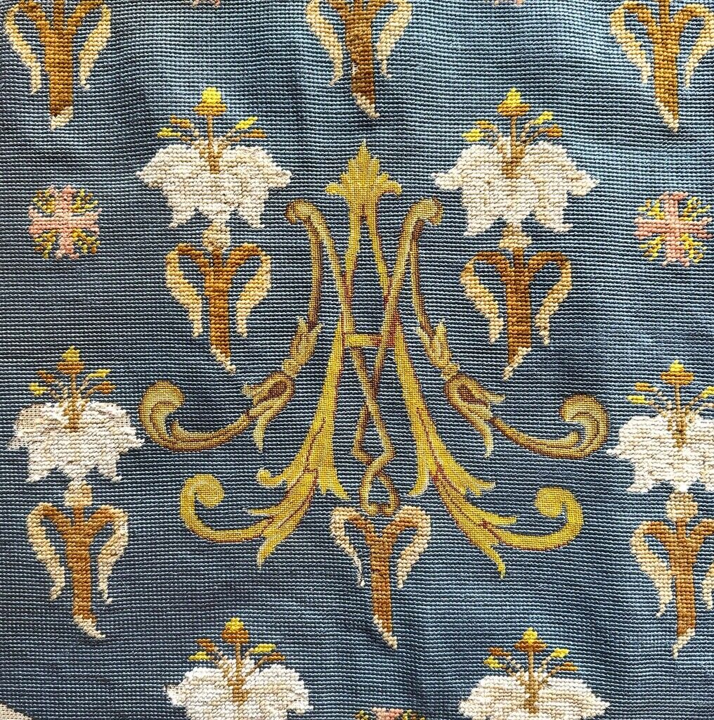 French Silk Needlepoint Panels for Antique Prie Dieus Chair