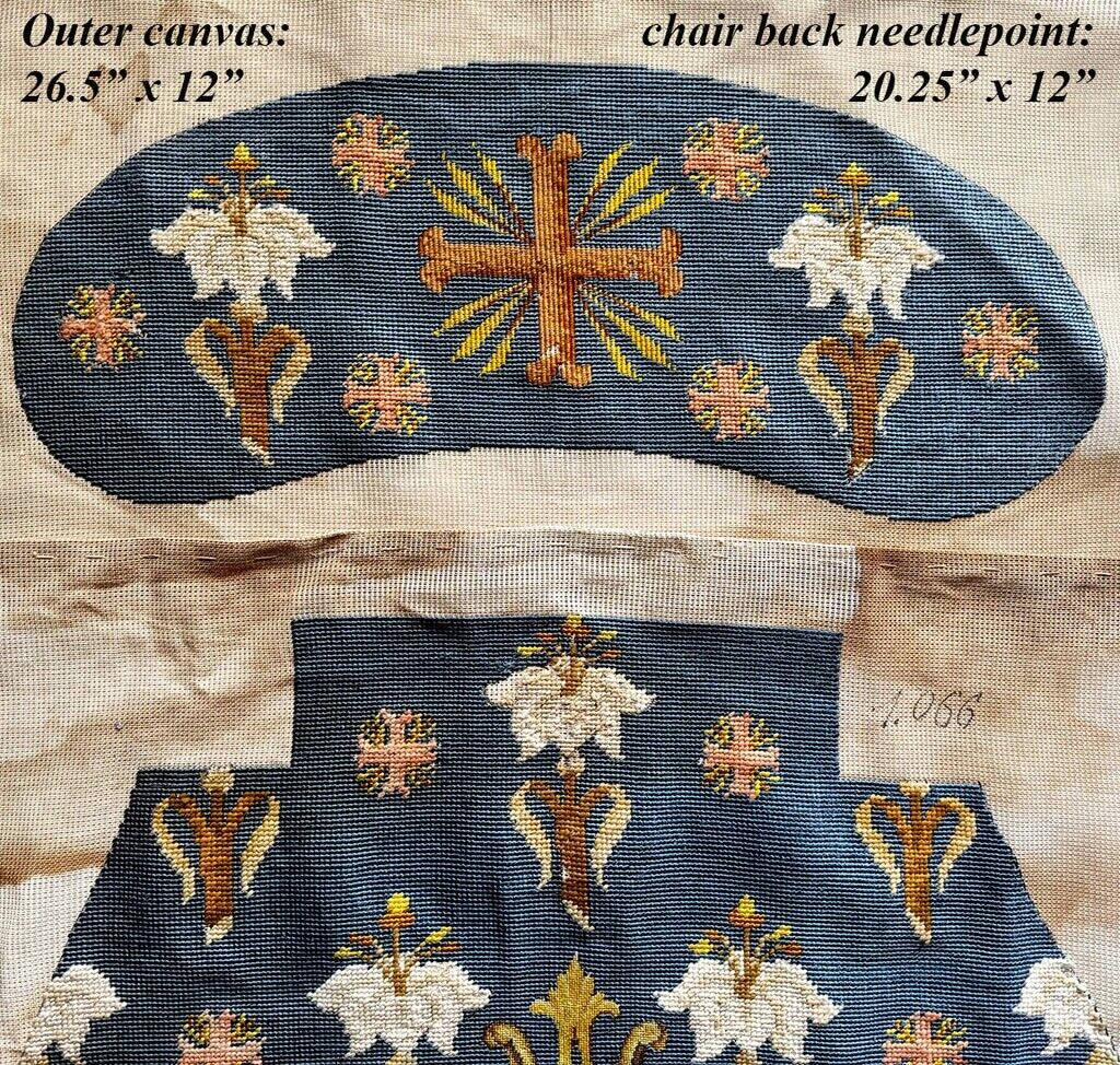 French Silk Needlepoint Panels for Antique Prie Dieus Chair