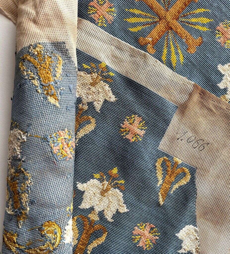 French Silk Needlepoint Panels for Antique Prie Dieus Chair