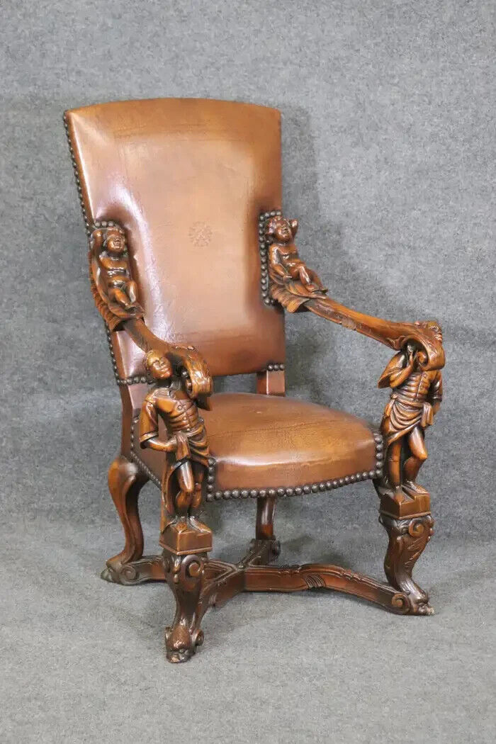 Andrea Brustolon Style Figural Armchair by Theodore Alexander