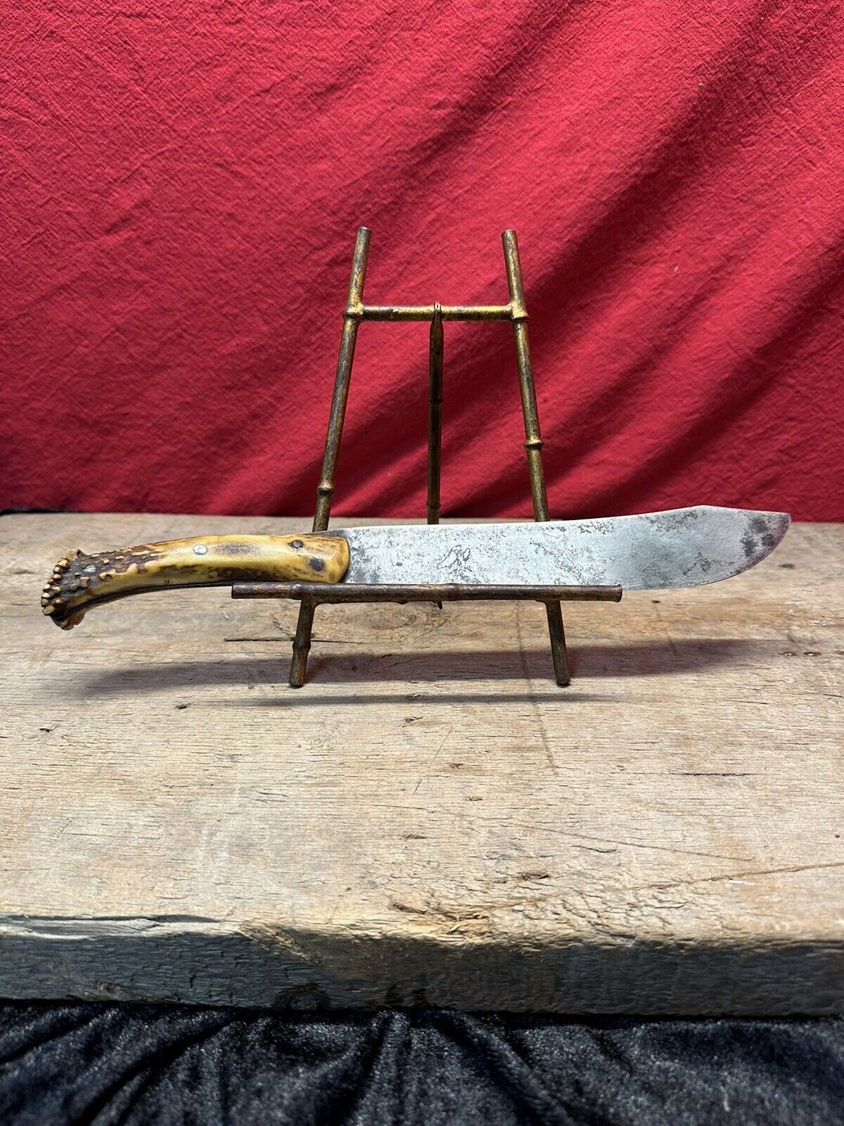 1800s Antler Hilt Bowie Side Knife - Rare Vintage